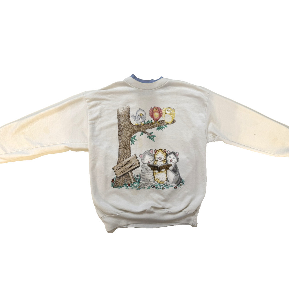 Vintage Singing Lessons Cats Sweatshirt Womens Medium Crewneck Pullover 90s‎